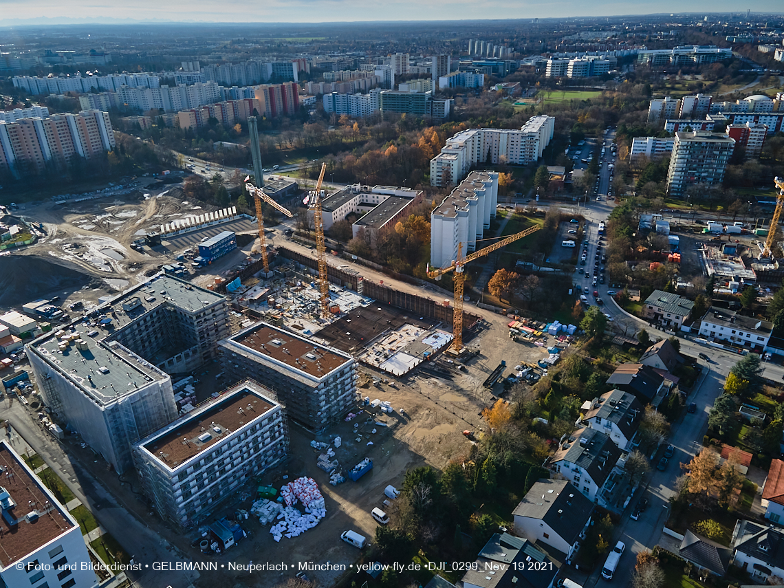 19.11.2021 - Luftbilder von der Baustelle Alexisquartier und Pandion Verde in Neuperlach